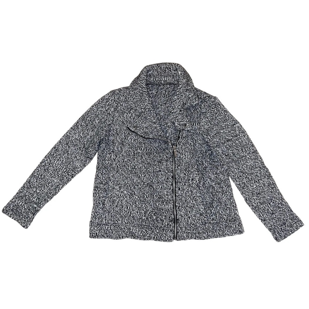 Michael Kors Asymmetrical Zip Marled Sweater Knit Moto Jacket Sz XL
